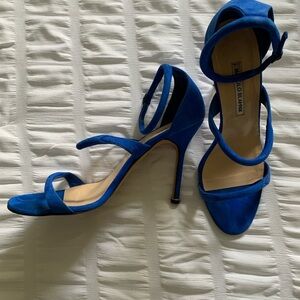 Manolo Blahnik Bombita Blue Suede Women's Shoes